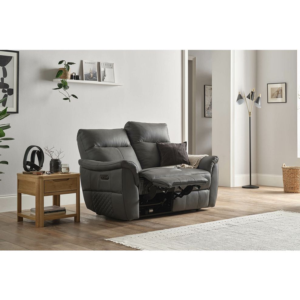 Aldo 2 Seater Recliner Sofa in Elephant Grey Leather 4