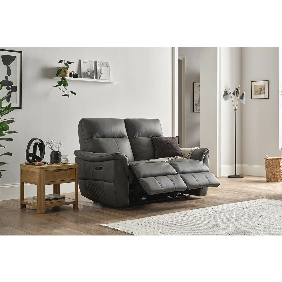 Aldo 2 Seater Recliner Sofa in Elephant Grey Leather 5