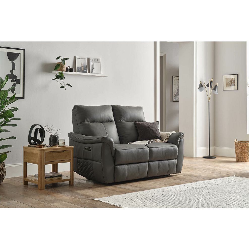 Aldo 2 Seater Recliner Sofa in Elephant Grey Leather 1