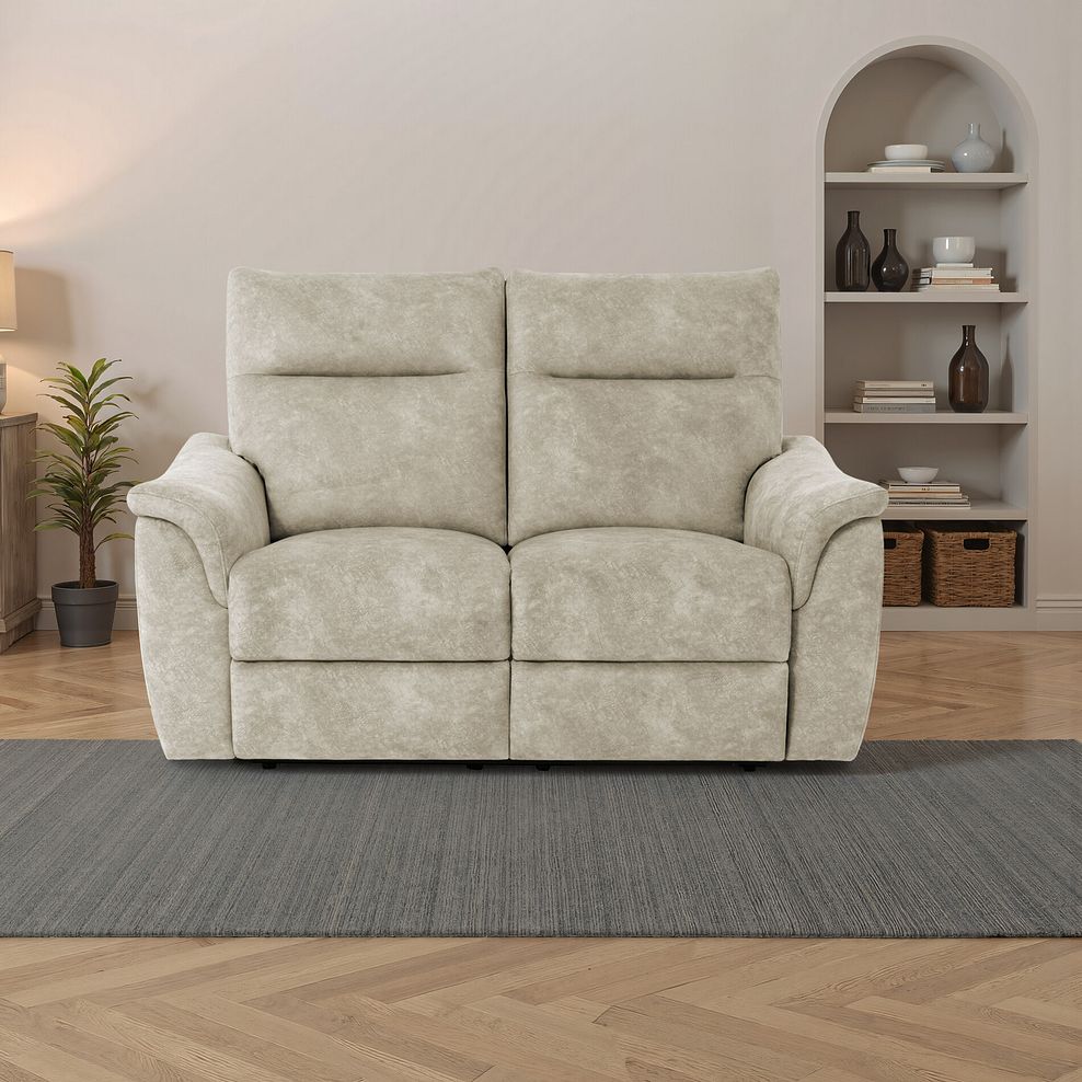 Aldo 2 Seater Recliner Sofa in Marble Cream Fabric 1