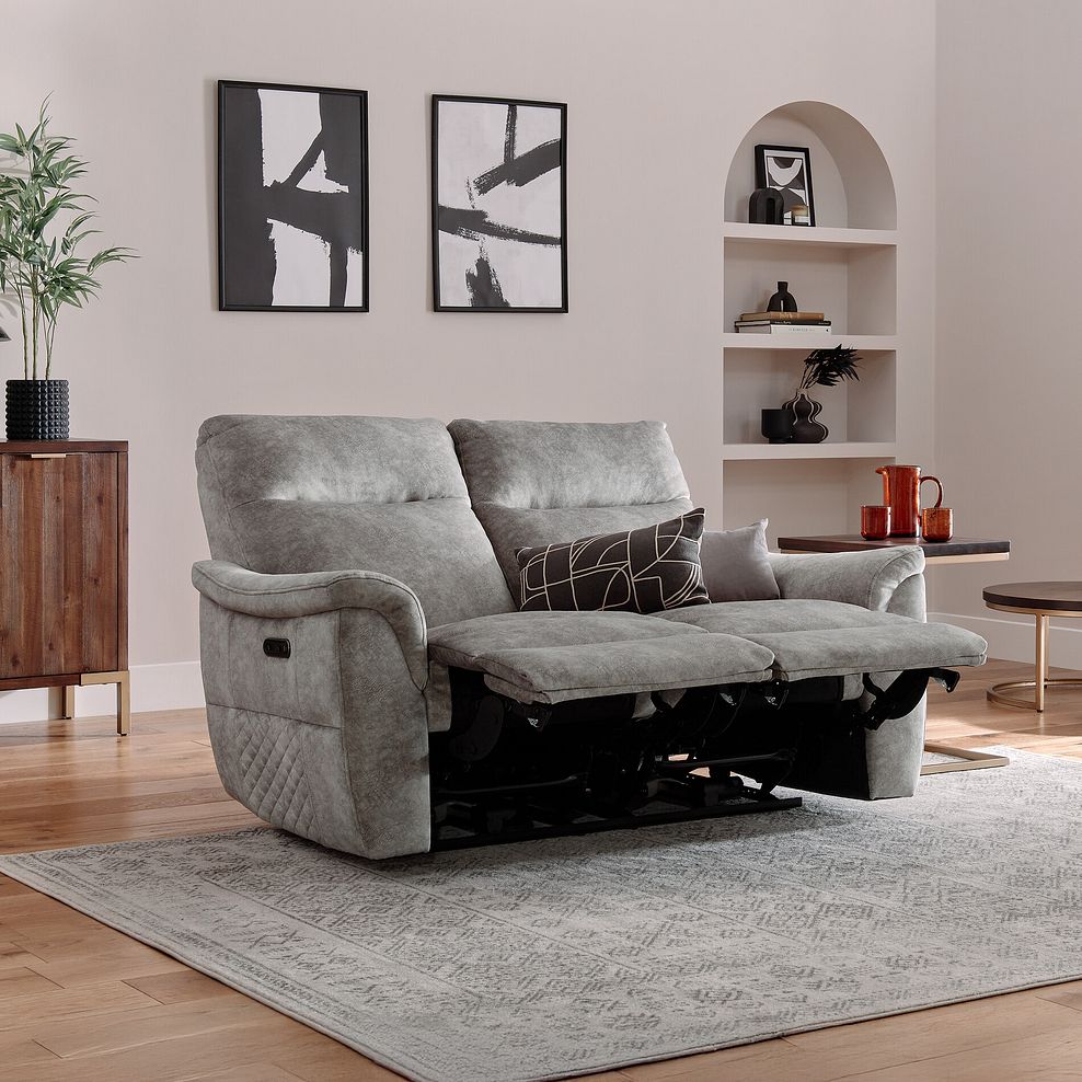 Aldo 2 Seater Recliner Sofa in Marble Silver Fabric 6