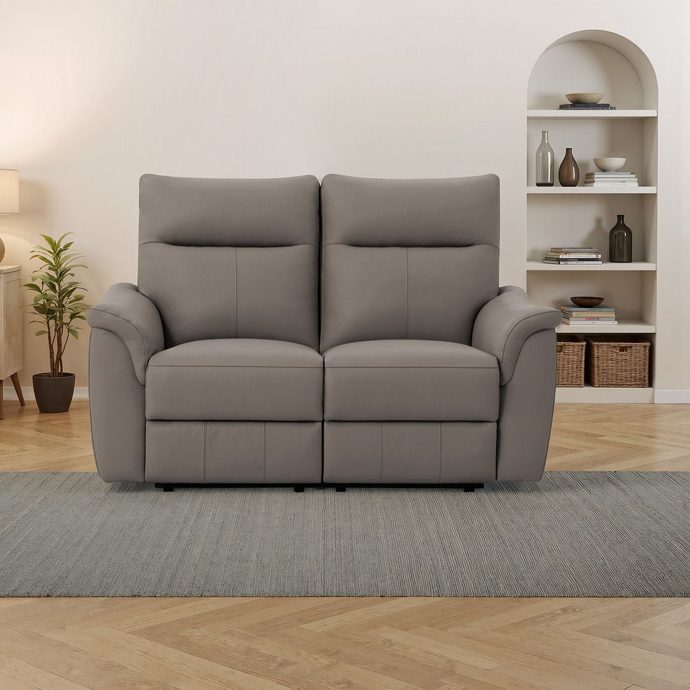 Aldo 2 Seater Recliner Sofa in Oyster Leather 1