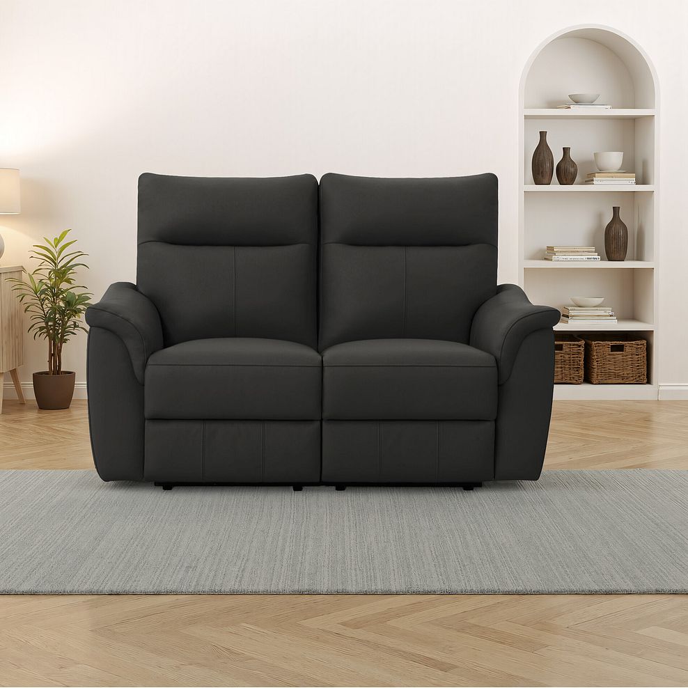 Aldo 2 Seater Recliner Sofa in Storm Leather 1