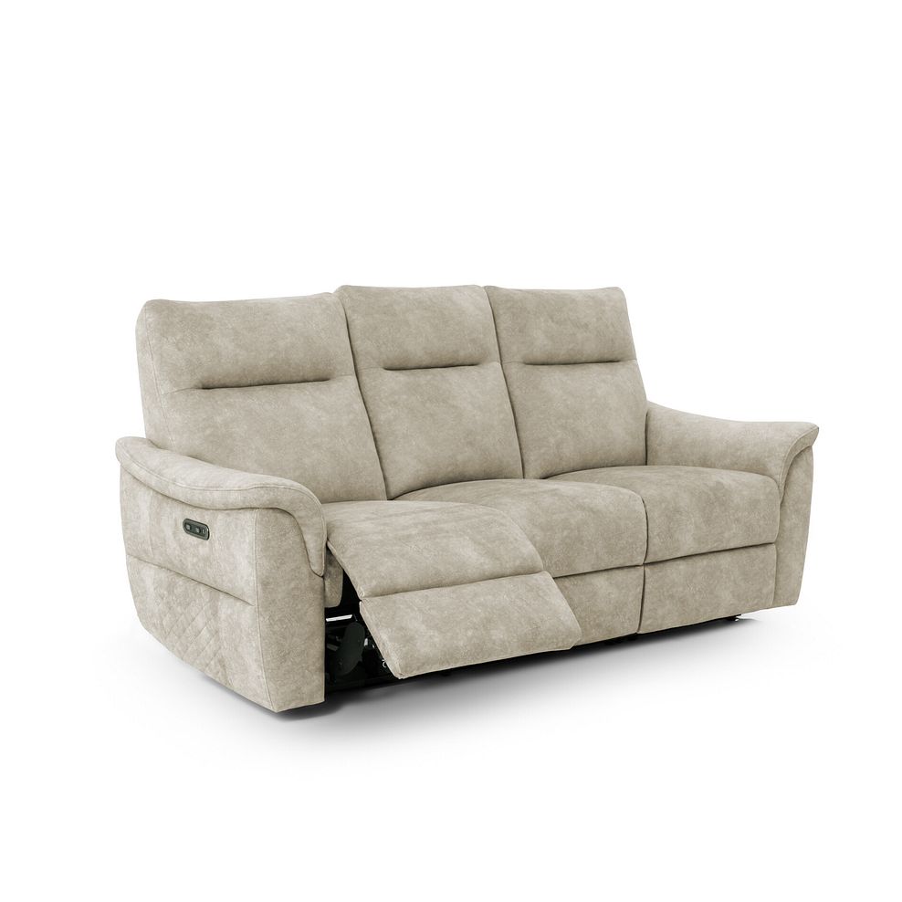 Aldo 3 Seater Recliner Sofa in Marble Cream Fabric Thumbnail 3
