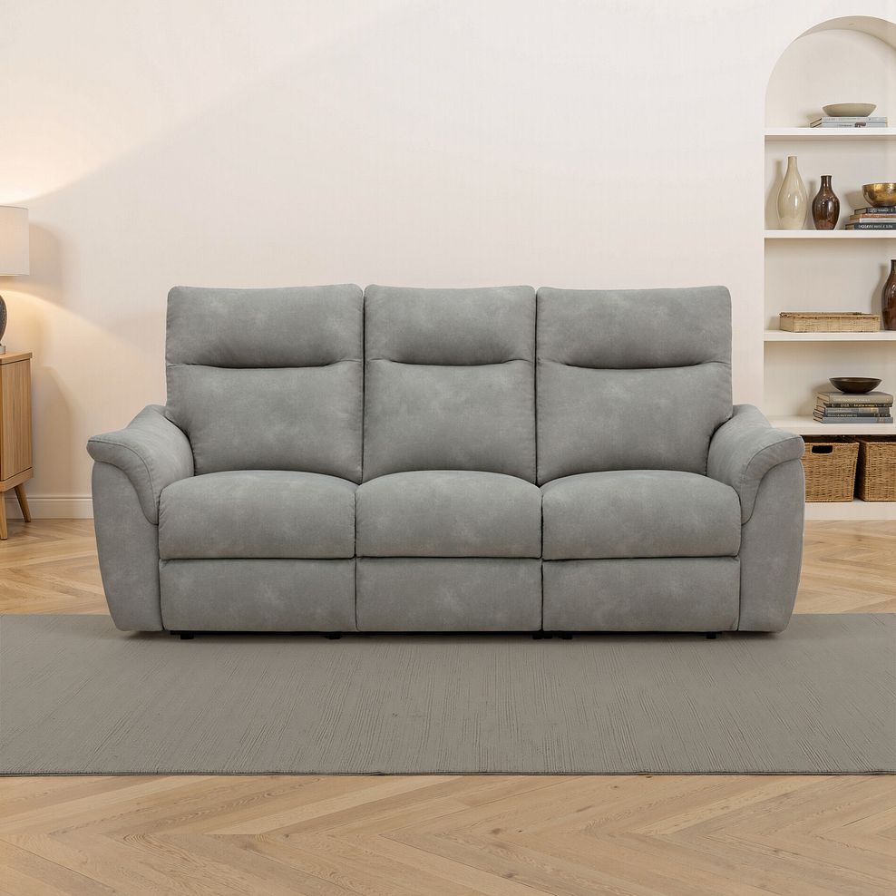 Aldo 3 Seater Recliner Sofa in Dexter Stone Fabric 1