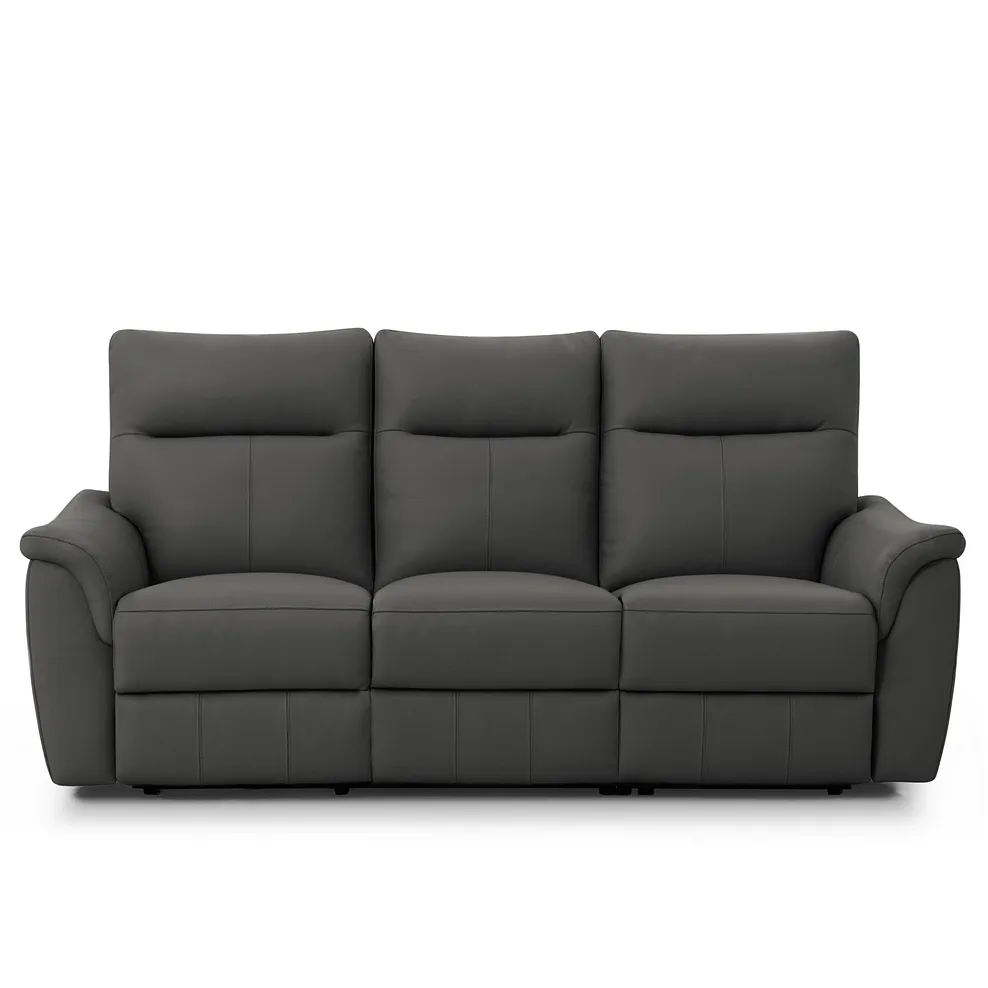 Aldo 3 Seater Recliner Sofa in Elephant Grey Leather 2