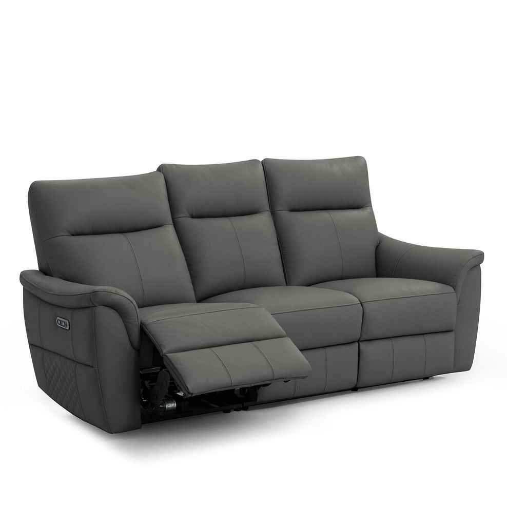 Aldo 3 Seater Recliner Sofa in Elephant Grey Leather 3