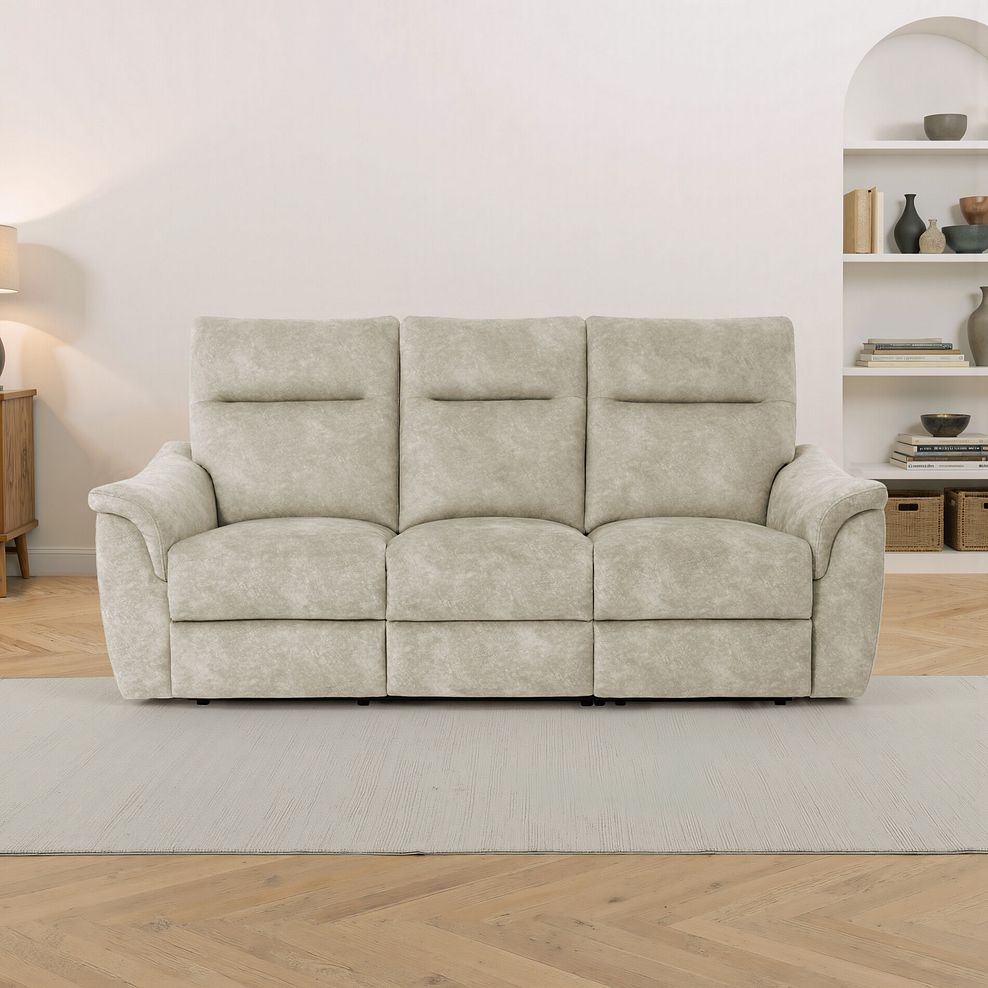 Aldo 3 Seater Recliner Sofa in Marble Cream Fabric 1