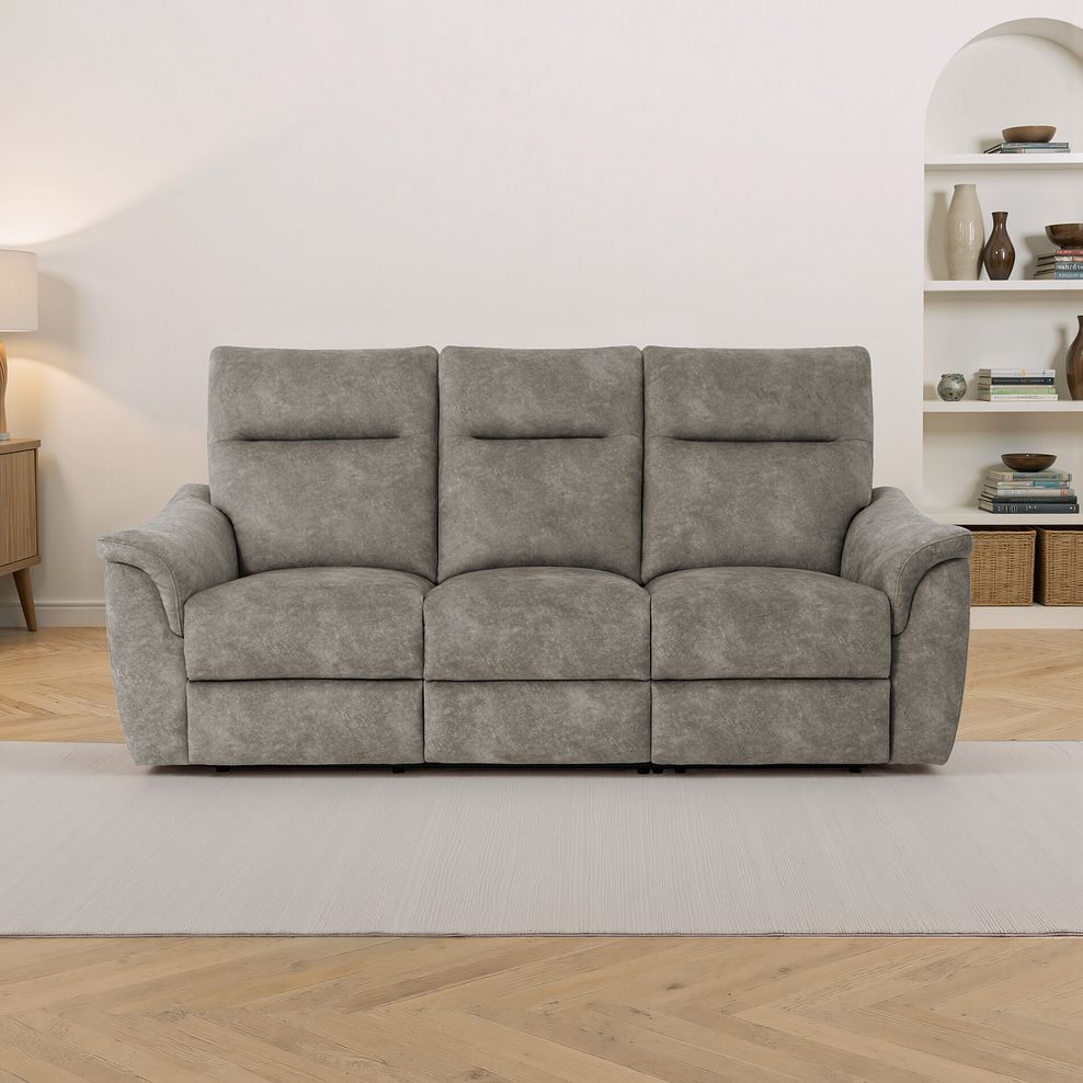 Aldo 3 Seater Recliner Sofa in Marble Mink Fabric 1