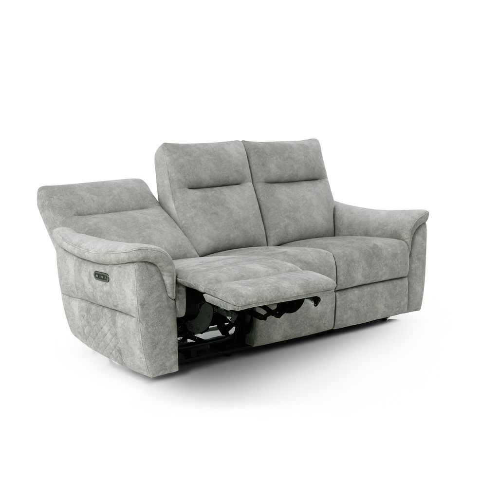 Aldo 3 Seater Recliner Sofa in Marble Silver Fabric 4