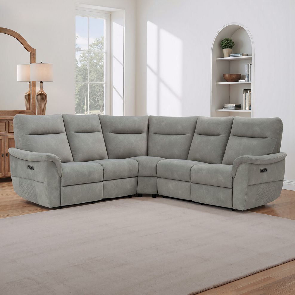 Aldo Large Corner Power Recliner Sofa in Dexter Stone Fabric 10