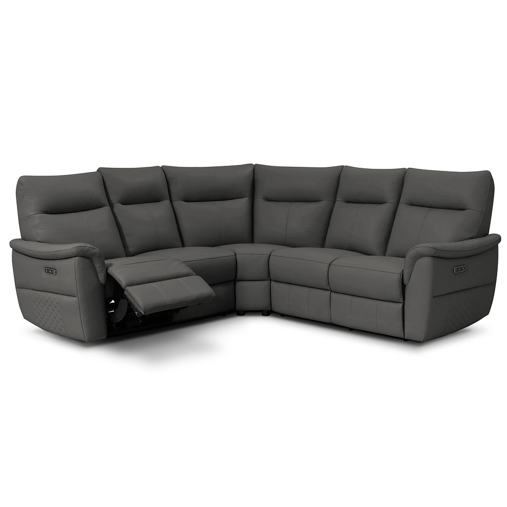 Aldo Large Corner Power Recliner Sofa in Elephant Grey Leather 2