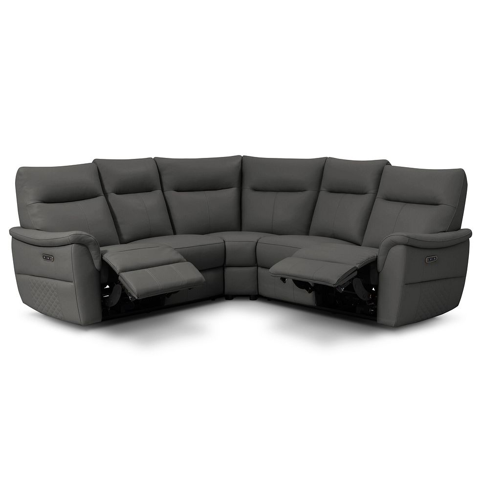 Aldo Large Corner Power Recliner Sofa in Elephant Grey Leather 3