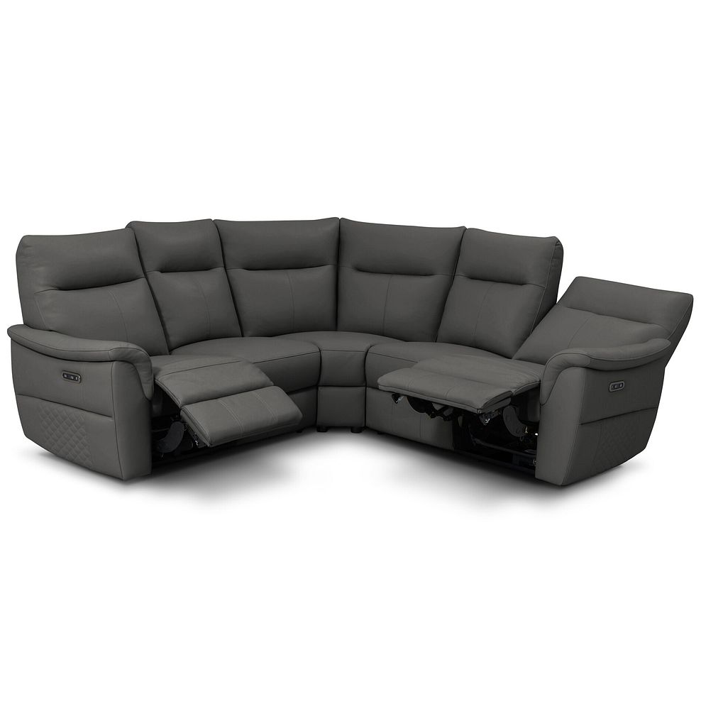 Aldo Large Corner Power Recliner Sofa in Elephant Grey Leather 4