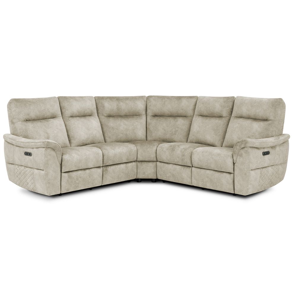 Aldo Large Corner Power Recliner Sofa in Marble Cream Fabric 1