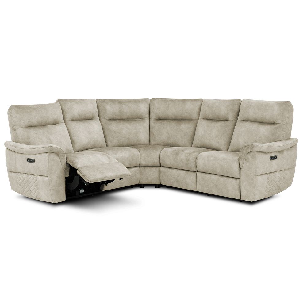 Aldo Large Corner Power Recliner Sofa in Marble Cream Fabric 2