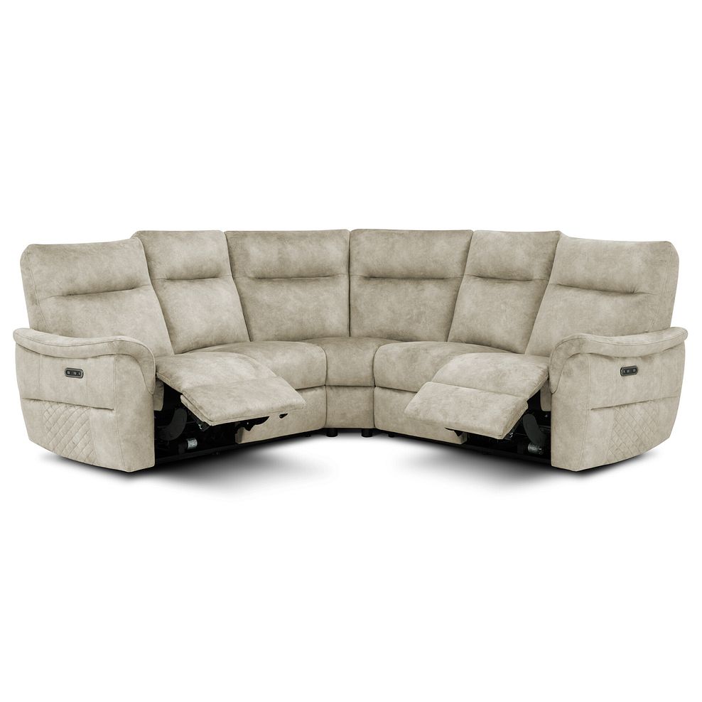 Aldo Large Corner Power Recliner Sofa in Marble Cream Fabric 3