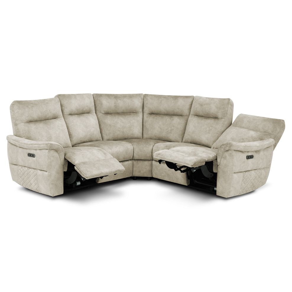 Aldo Large Corner Power Recliner Sofa in Marble Cream Fabric 4