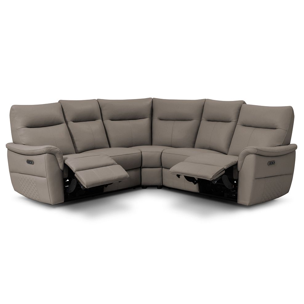 Aldo Large Corner Power Recliner Sofa in Oyster Leather 3