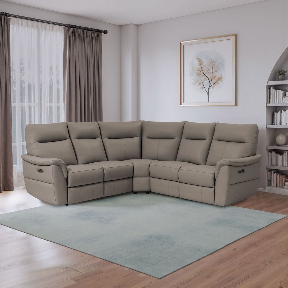 Aldo Large Corner Power Recliner Sofa in Oyster Leather 1