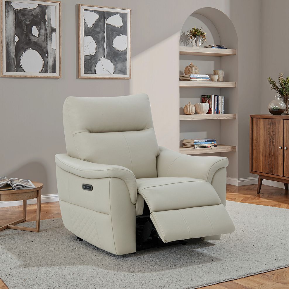 Aldo Recliner Armchair in Bone China Leather 1