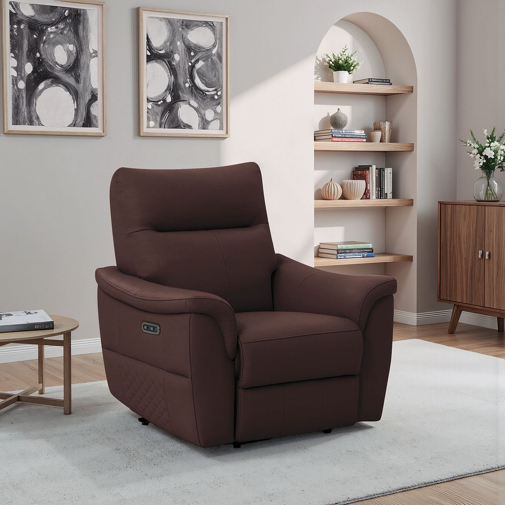 Aldo Recliner Armchair in Chestnut Leather 1