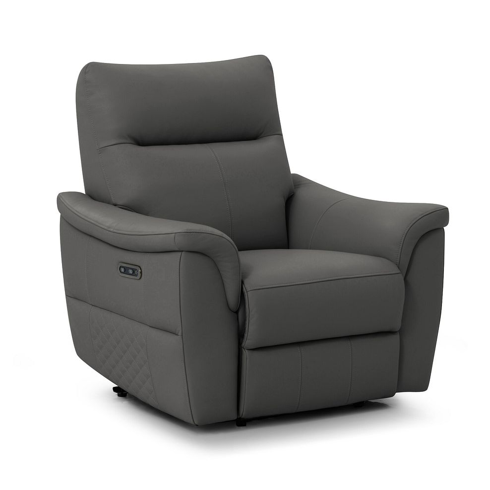 Aldo Recliner Armchair in Elephant Grey Leather 1