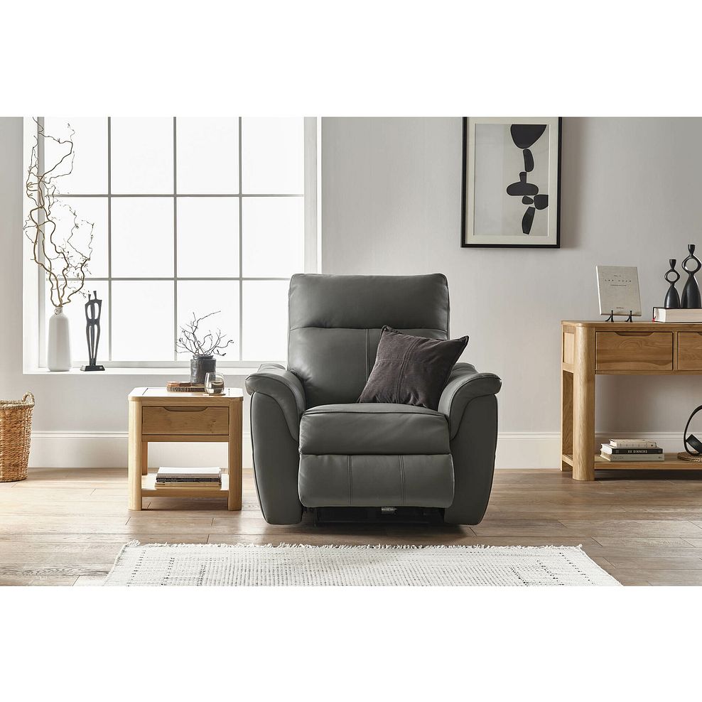 Aldo Recliner Armchair in Elephant Grey Leather 6