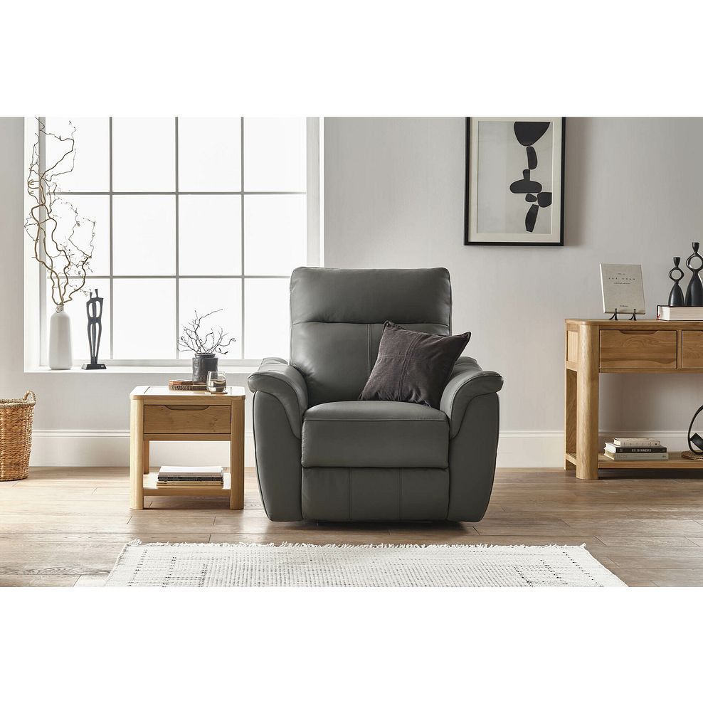 Aldo Recliner Armchair in Elephant Grey Leather 5