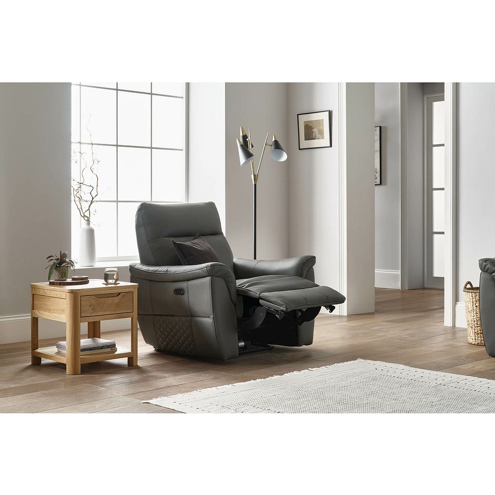 Aldo Recliner Armchair in Elephant Grey Leather 4