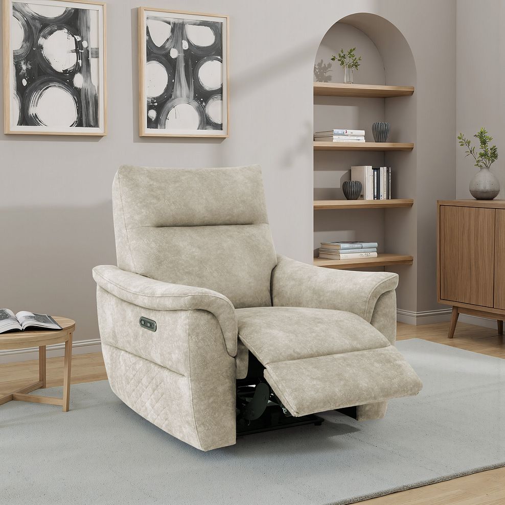 Aldo Recliner Armchair in Marble Cream Fabric 1