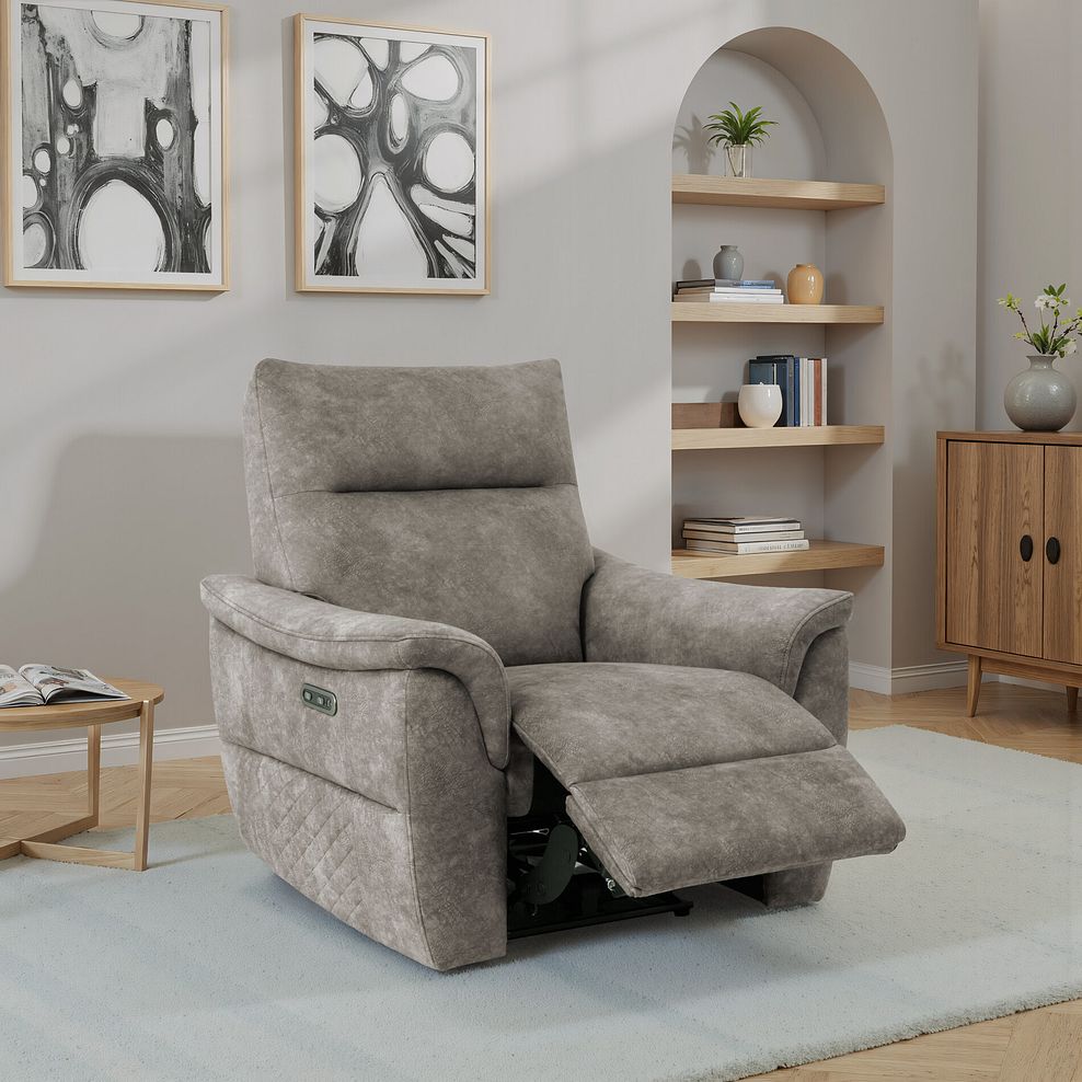 Aldo Recliner Armchair in Marble Mink Fabric 1