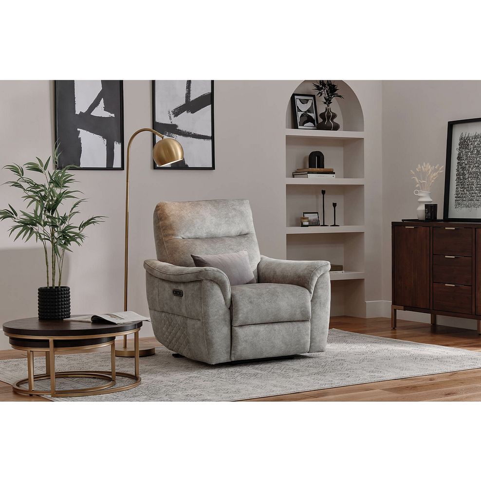 Aldo Recliner Armchair in Marble Silver Fabric 2