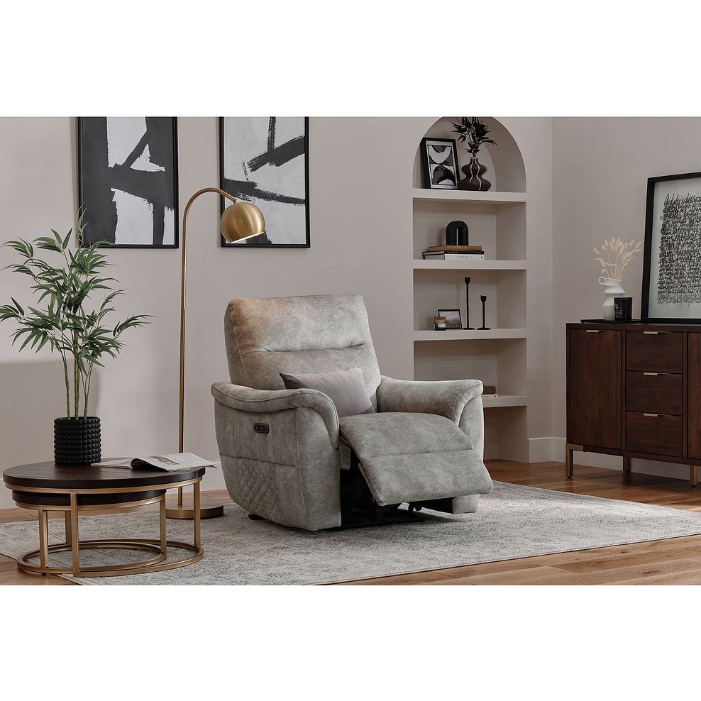 Aldo Recliner Armchair in Marble Silver Fabric 3