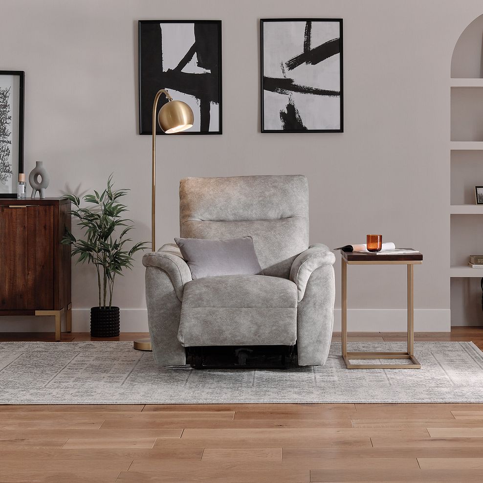 Aldo Recliner Armchair in Marble Silver Fabric 2