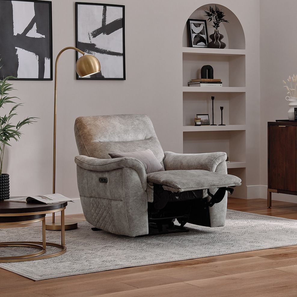 Aldo Recliner Armchair in Marble Silver Fabric 5
