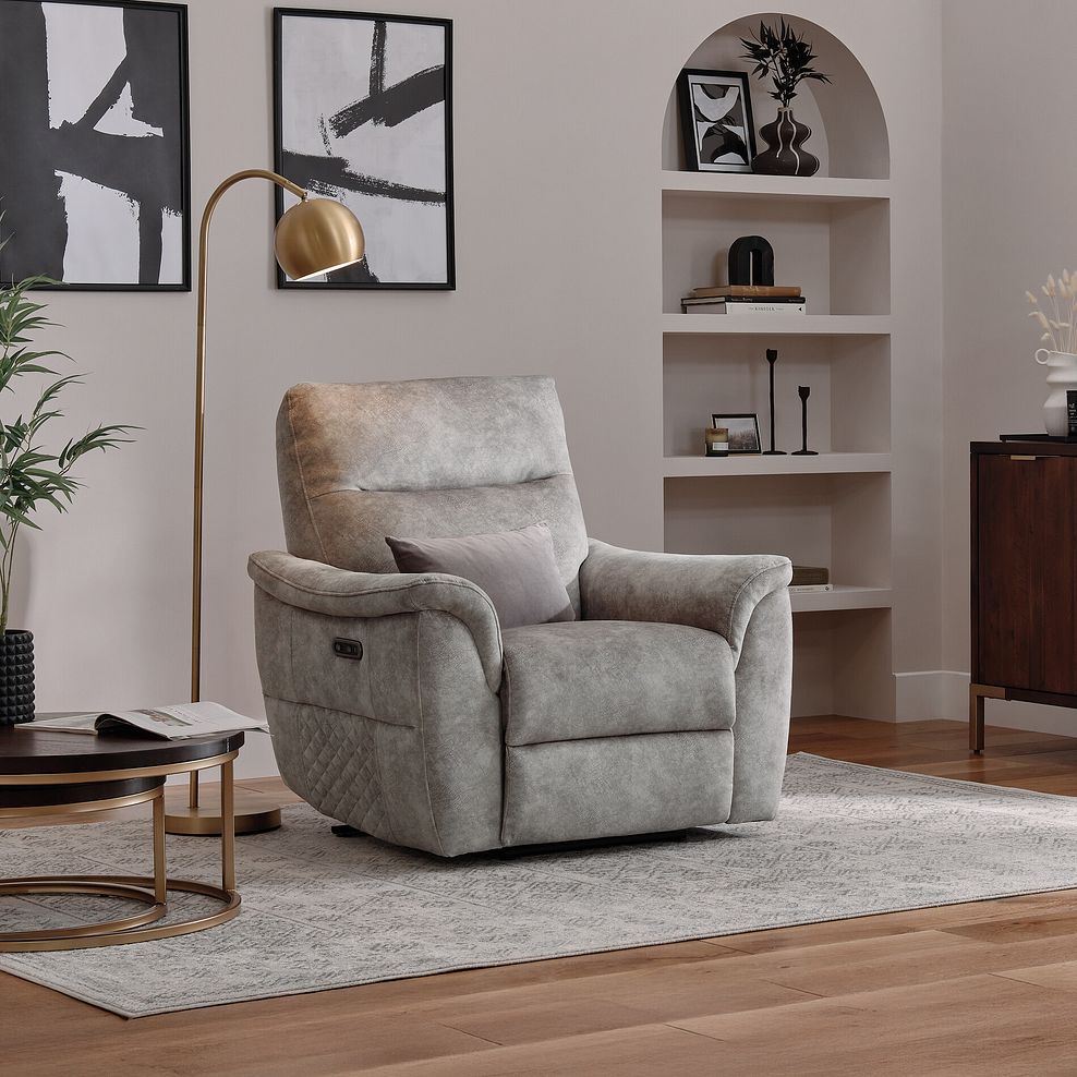 Aldo Recliner Armchair in Marble Silver Fabric 3