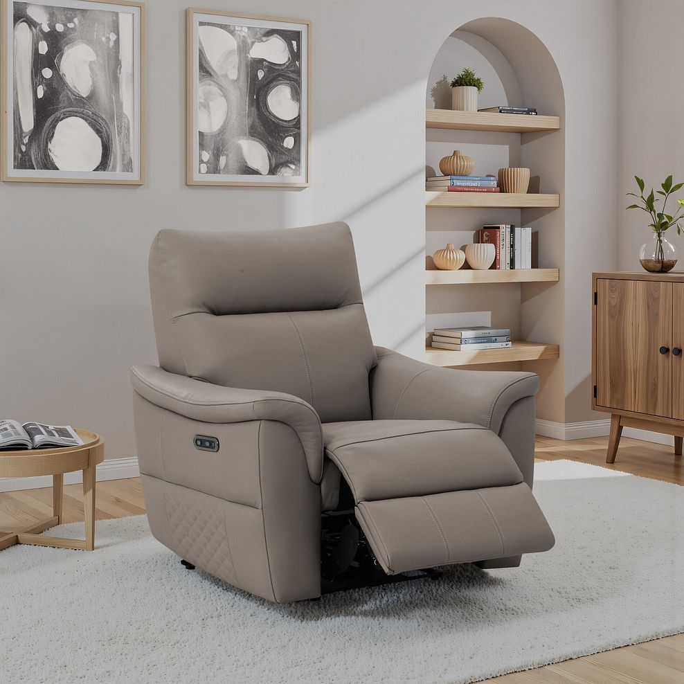 Aldo Recliner Armchair in Oyster Leather 1