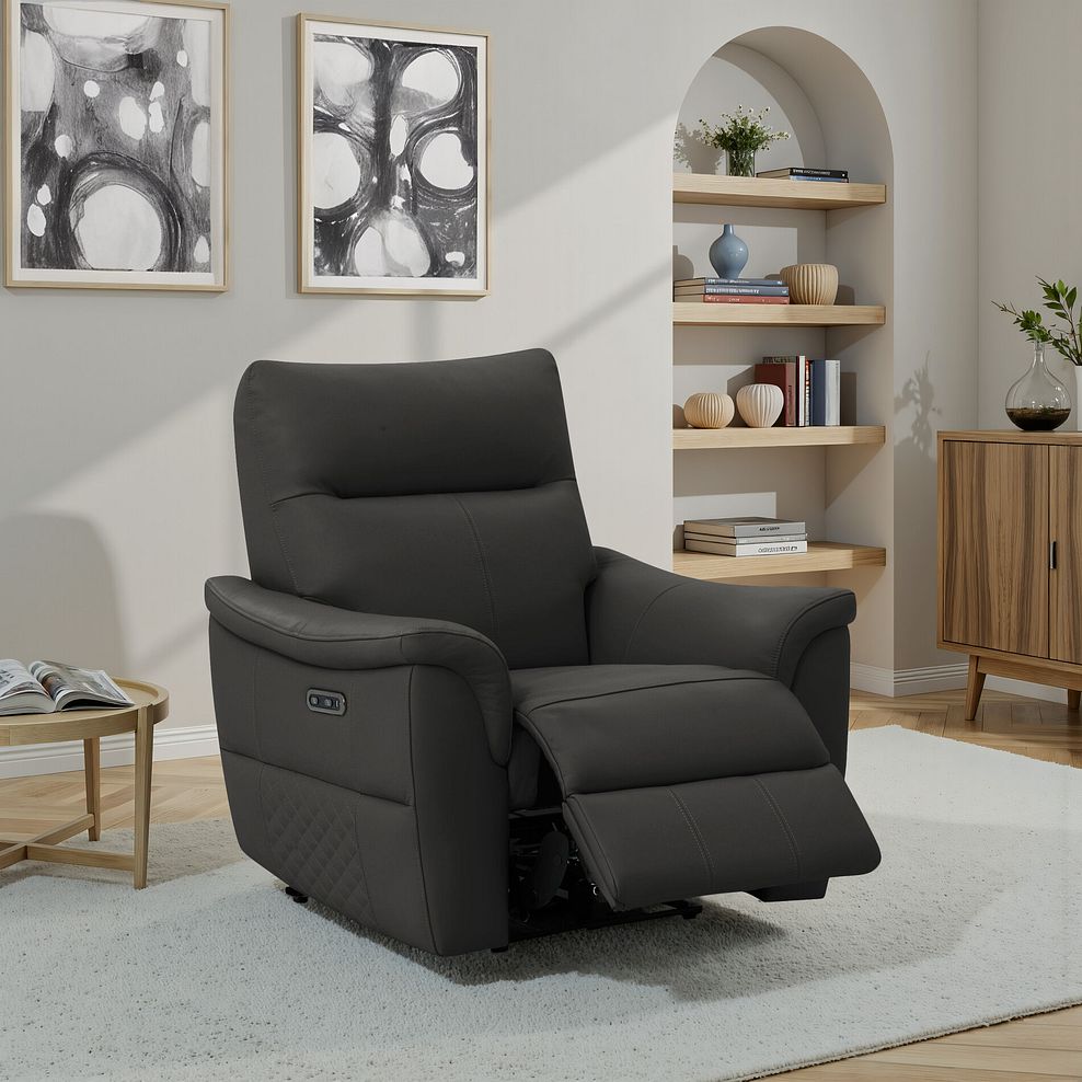 Aldo Recliner Armchair in Storm Leather 1