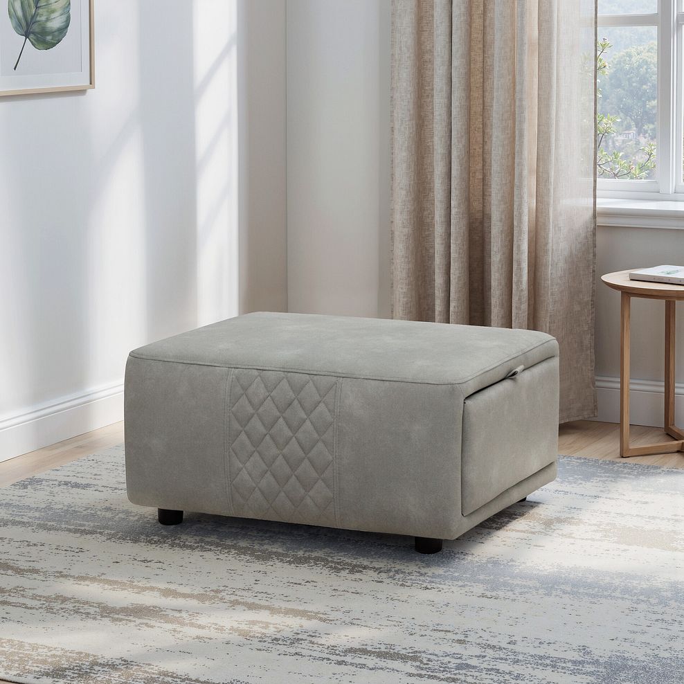 Aldo Storage Footstool in Dexter Stone Fabric 1