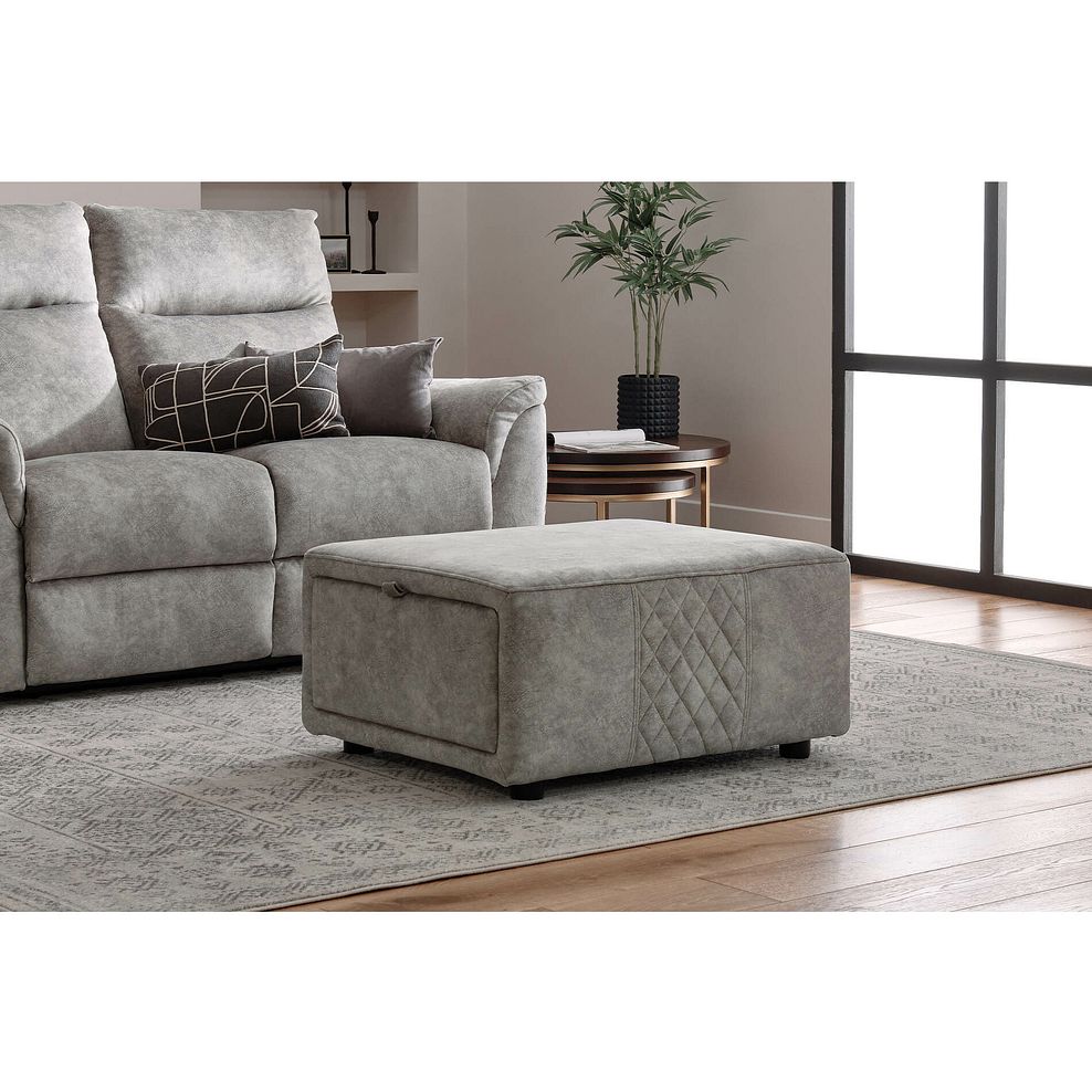 Aldo Storage Footstool in Marble Silver Fabric 2