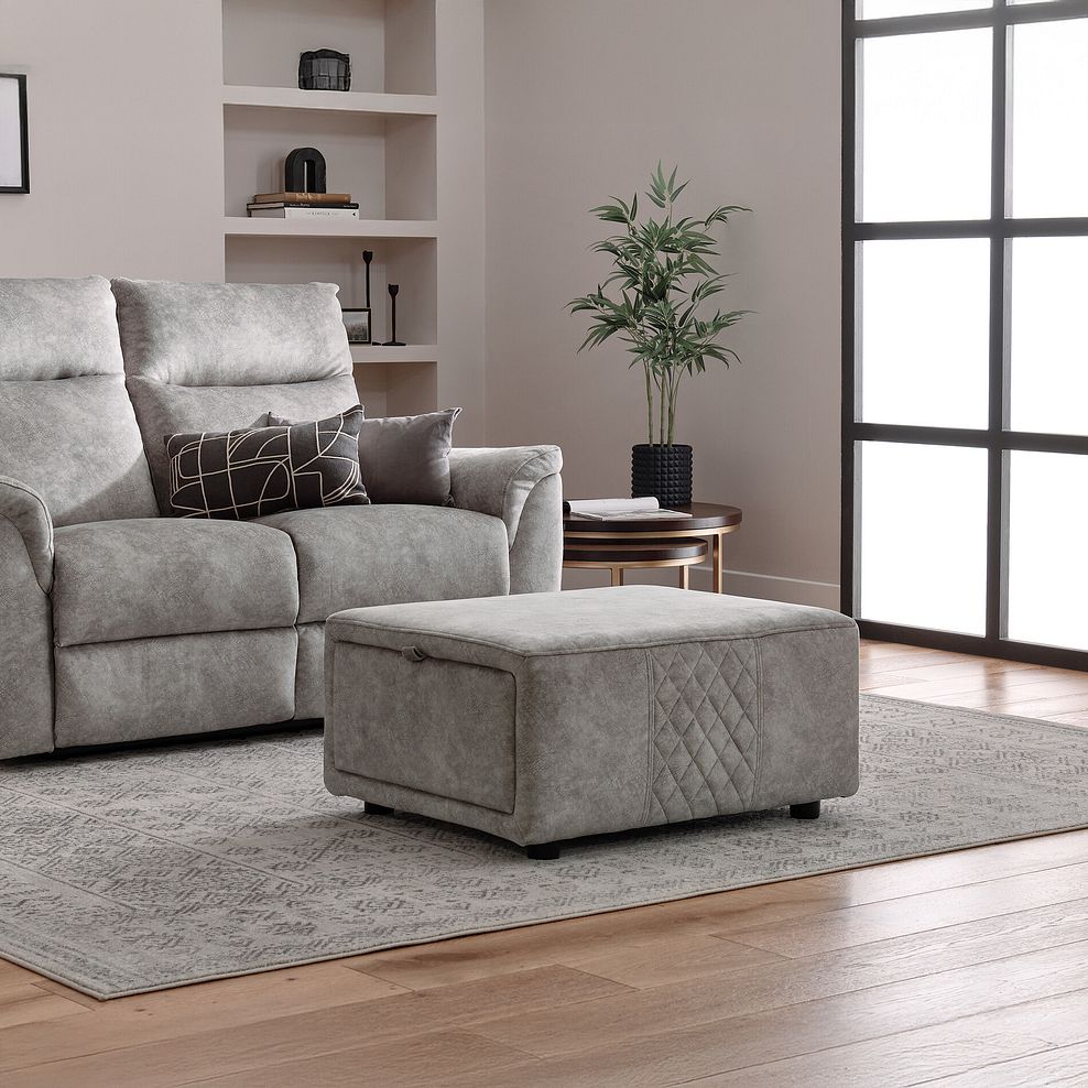 Aldo Storage Footstool in Marble Silver Fabric 1