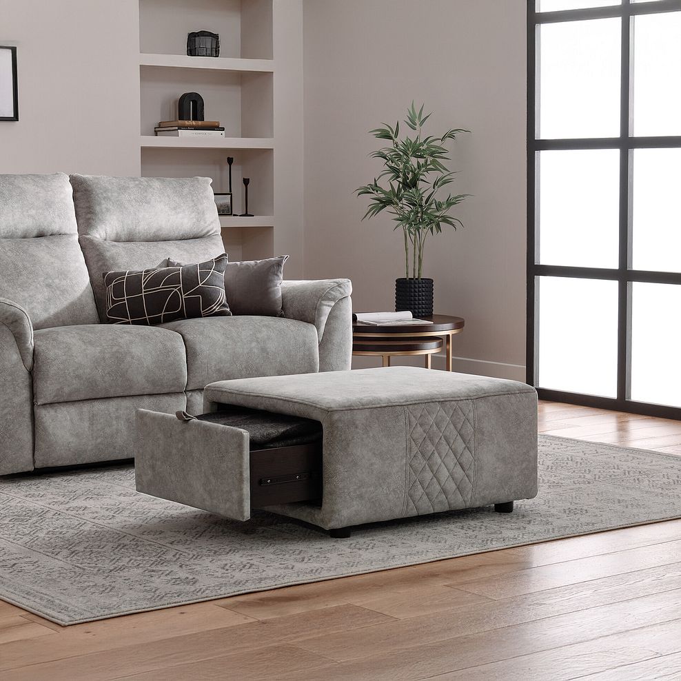 Aldo Storage Footstool in Marble Silver Fabric 2