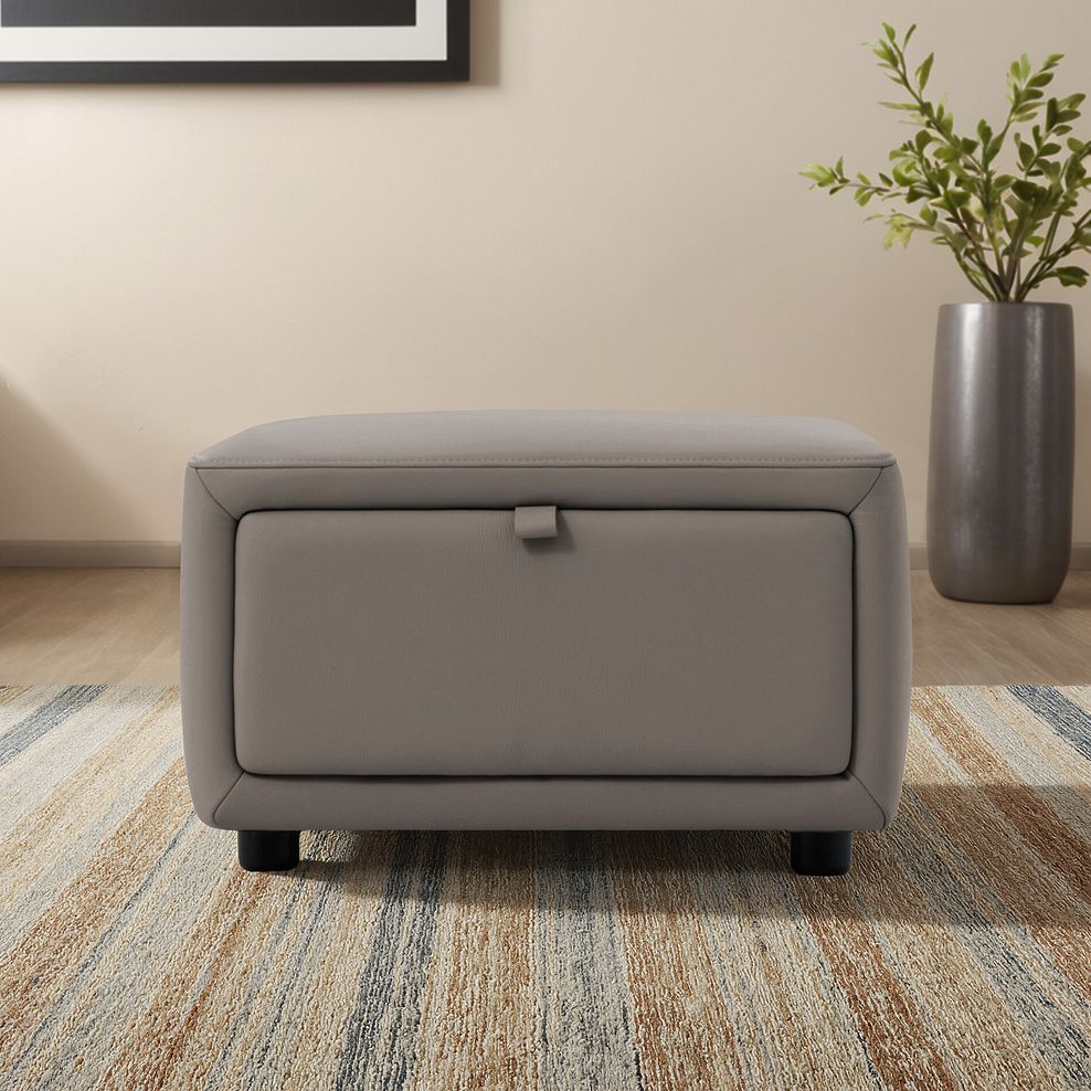 Aldo Storage Footstool in Oyster Leather 1