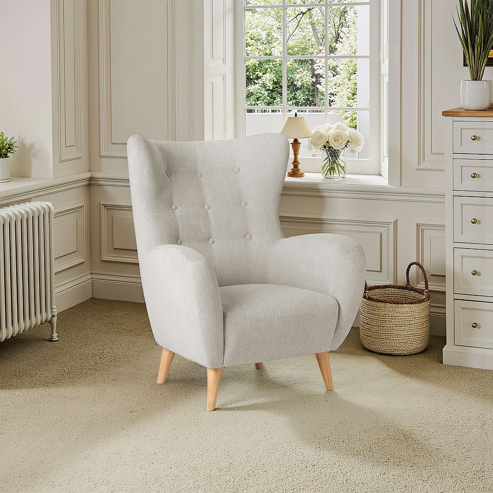 Alexander Accent Chair in Linen Cream Fabric 12
