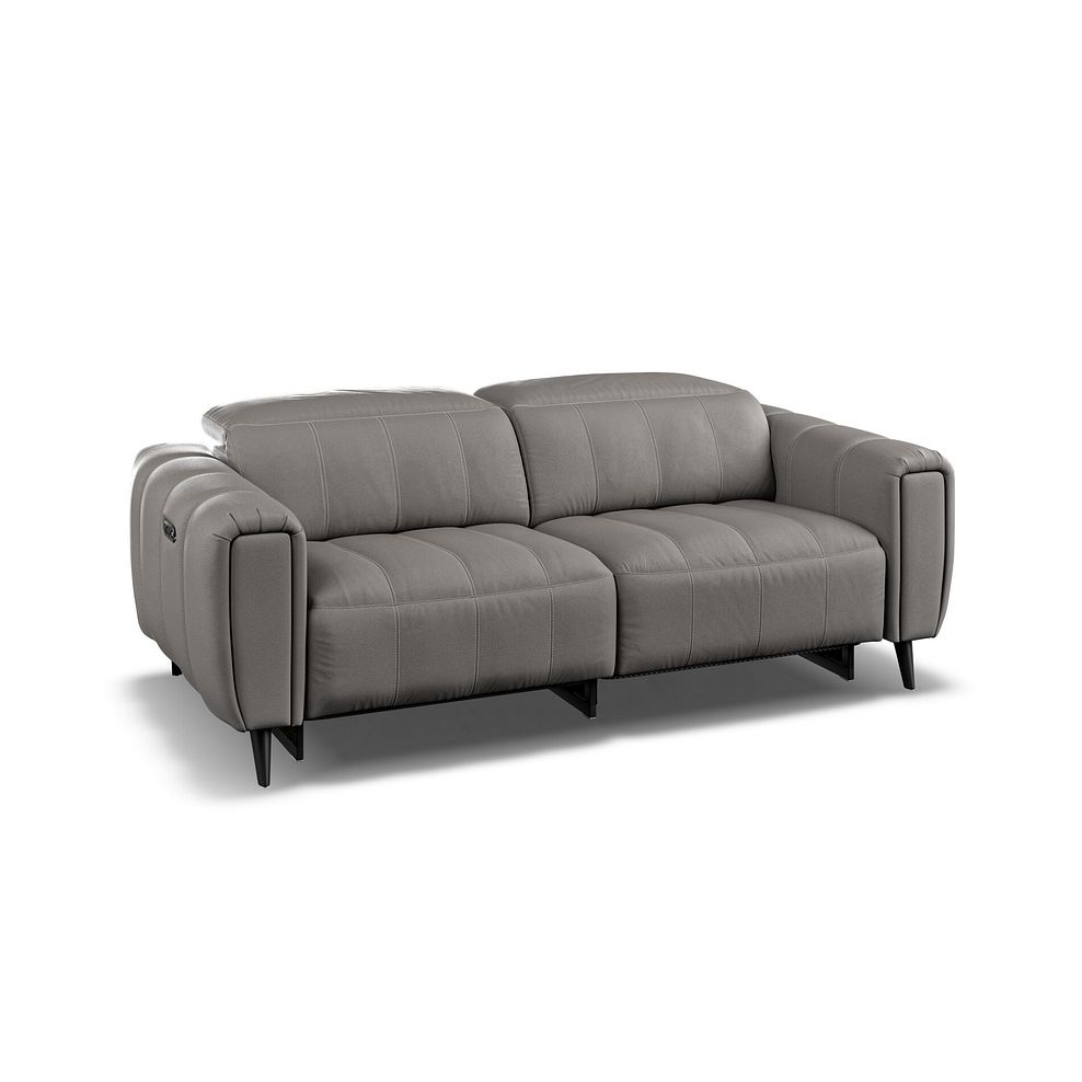 Amalfi 3 Seater Recliner Sofa With Power Headrest in Elephant Grey Leather Thumbnail 1