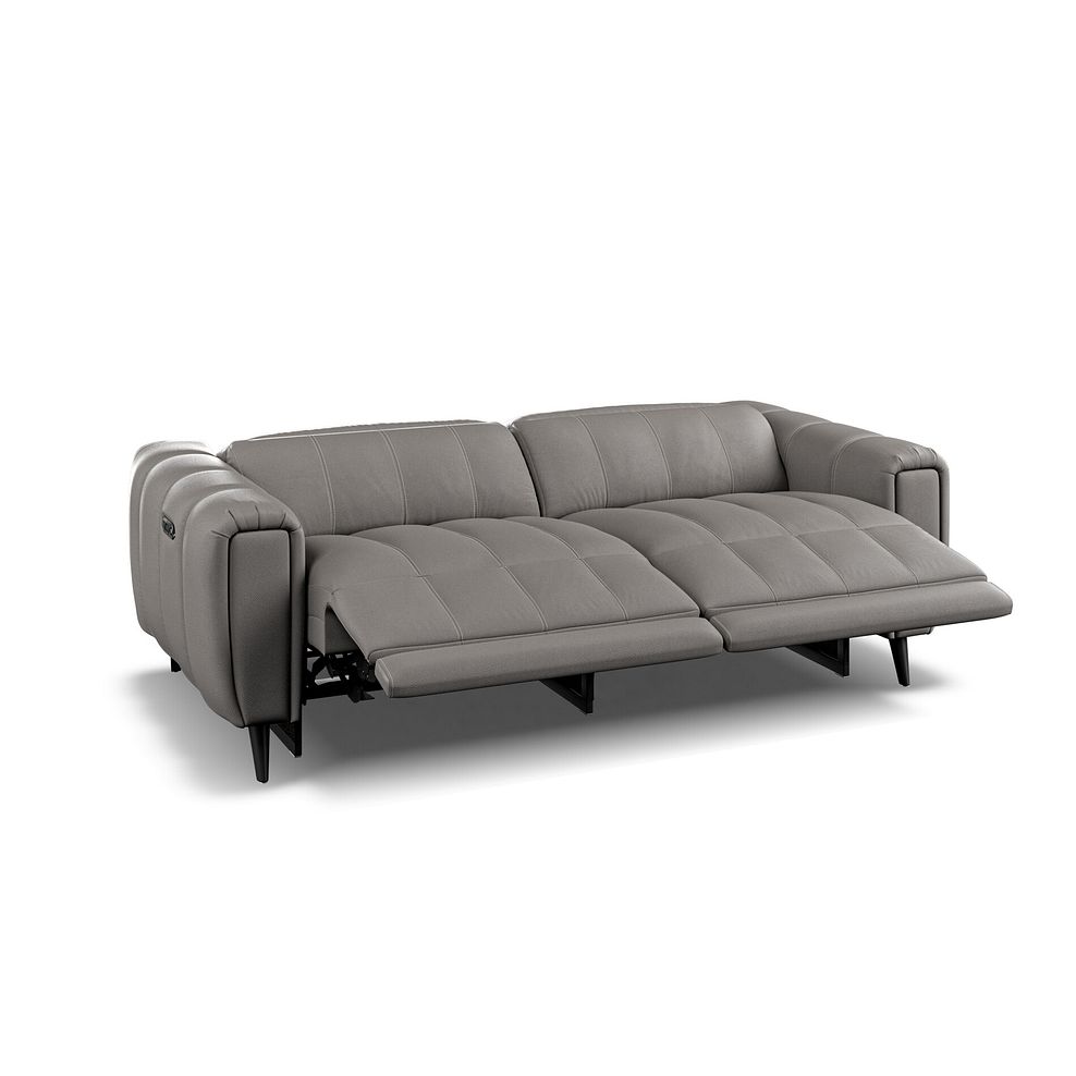 Amalfi 3 Seater Recliner Sofa With Power Headrest in Elephant Grey Leather Thumbnail 2