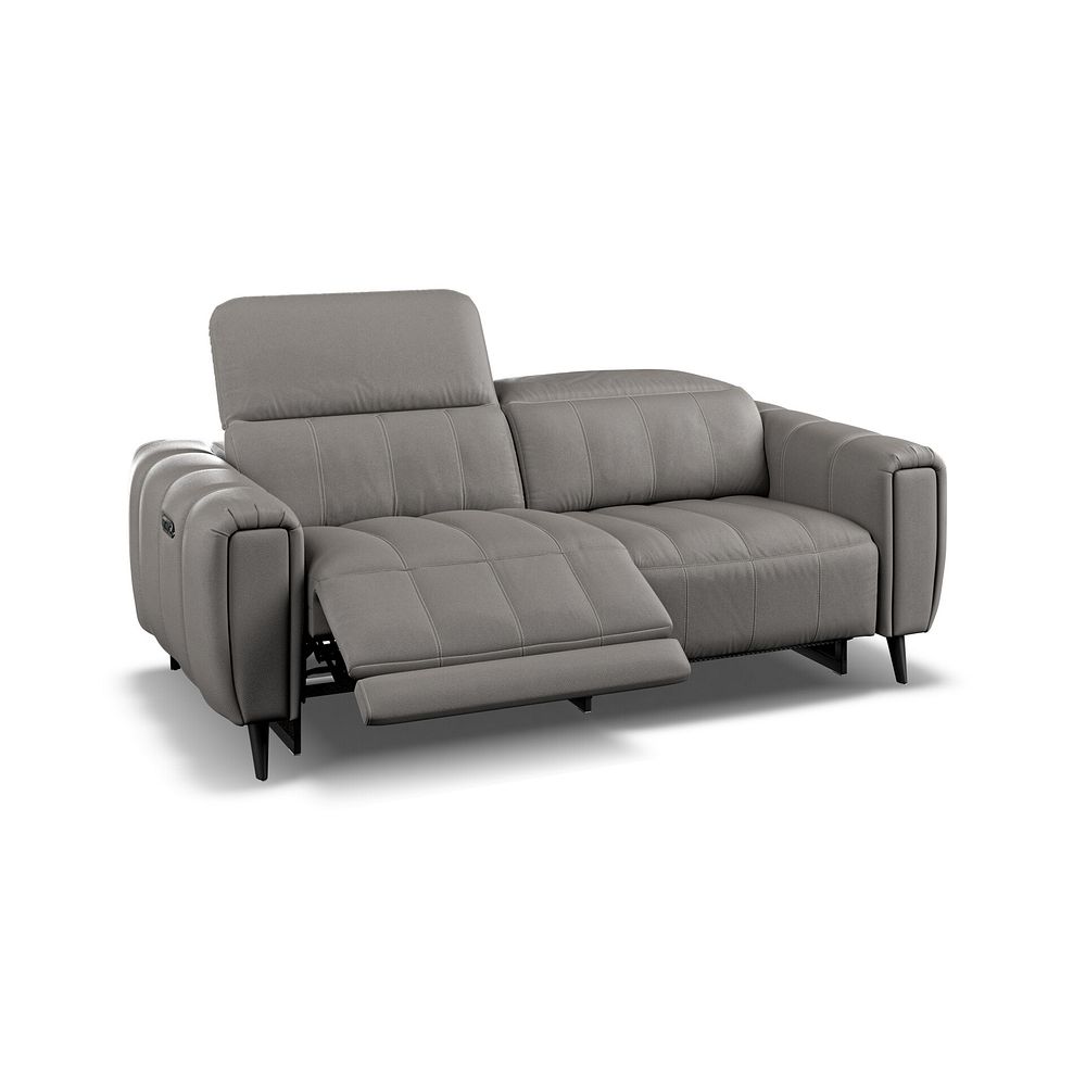 Amalfi 3 Seater Recliner Sofa With Power Headrest in Elephant Grey Leather 3