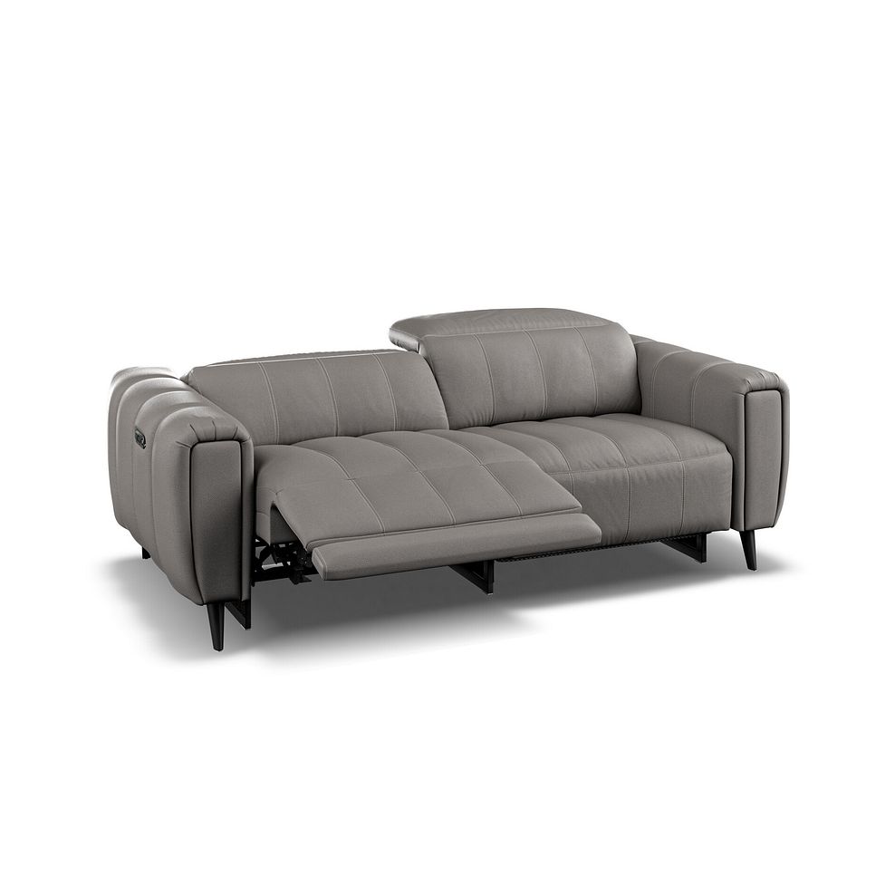 Amalfi 3 Seater Recliner Sofa With Power Headrest in Elephant Grey Leather 4