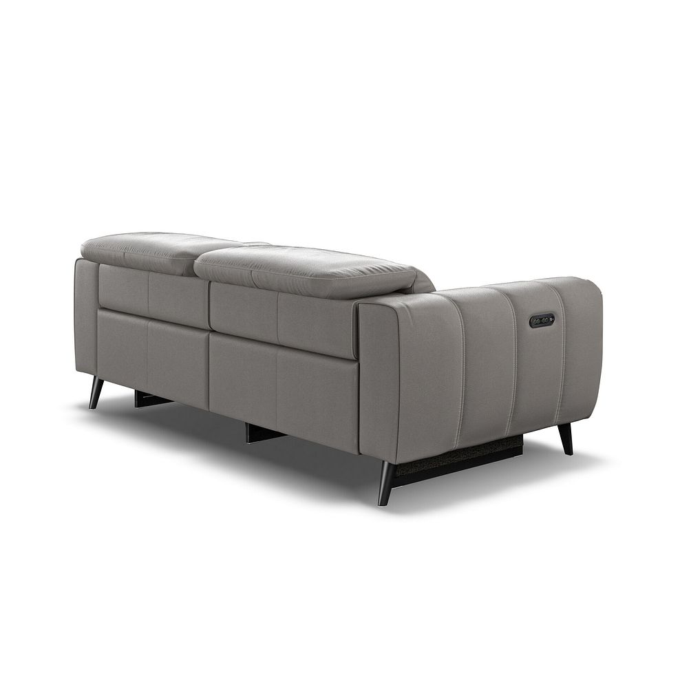 Amalfi 3 Seater Recliner Sofa With Power Headrest in Elephant Grey Leather Thumbnail 5